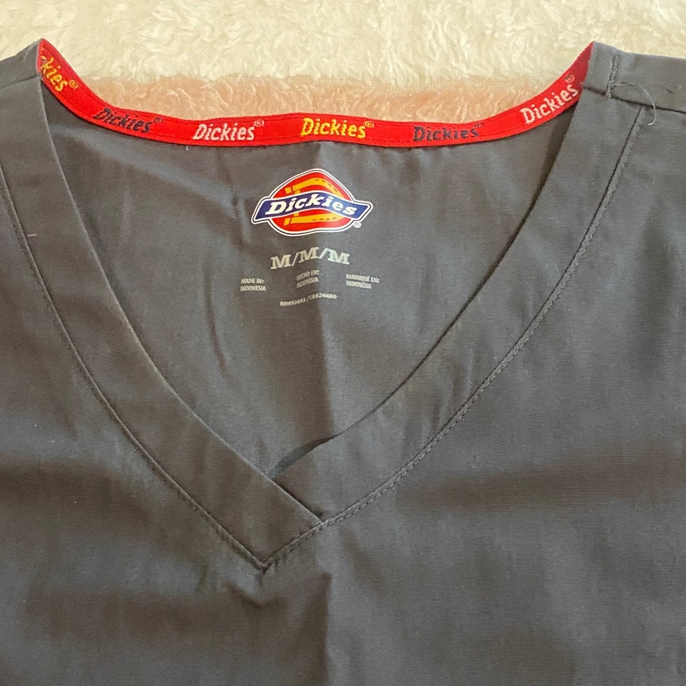 Dickies Charcoal V-Neck Scrub Top